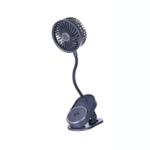 מאוורר קליפס נטען שחור עם צוואר גמיש USB – 3 מהירויות