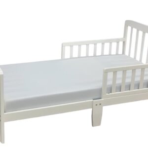 6 רגליים צבע לבן מיטת מעבר מעץ מלא 130×70 עם מעקות בטיחות